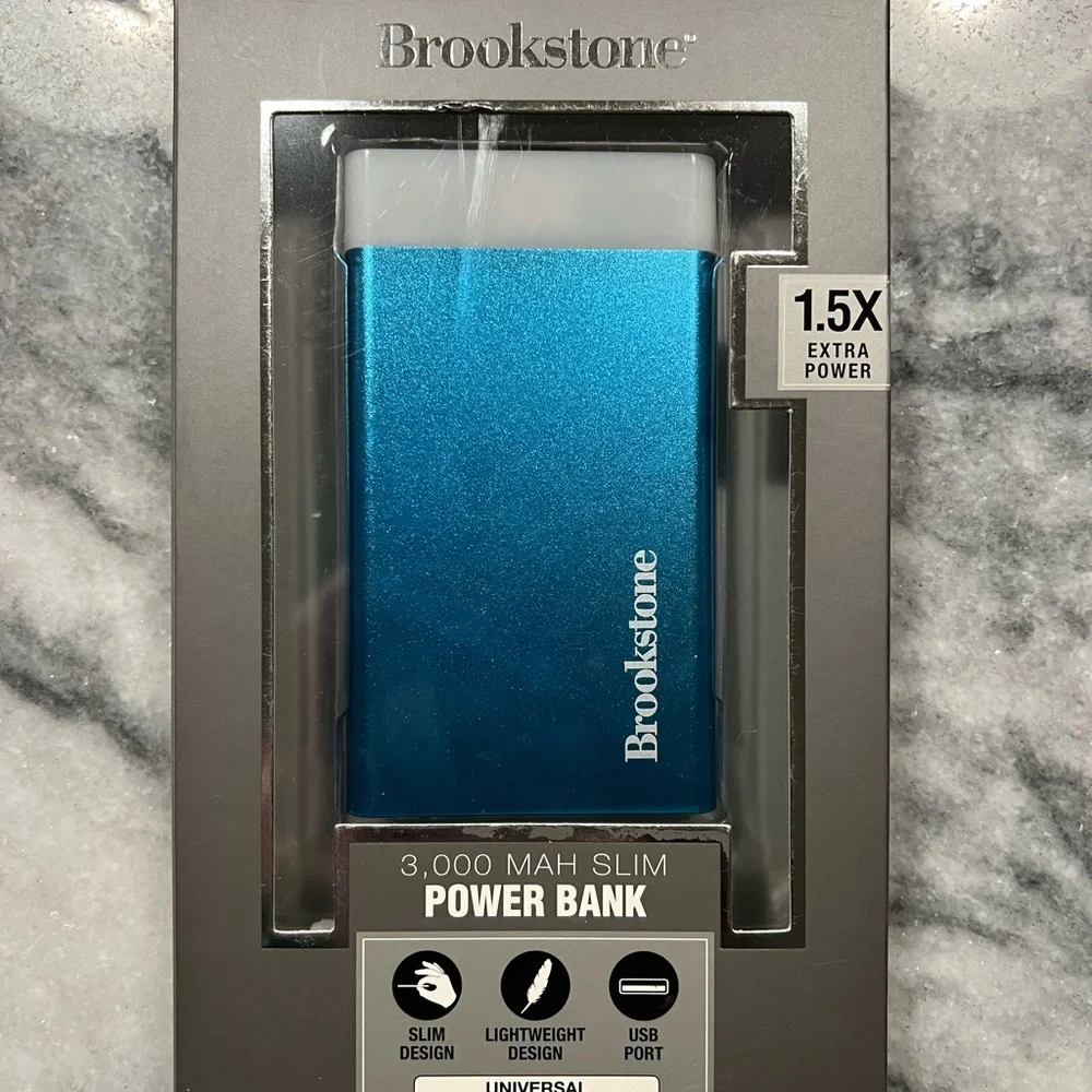 Brookstone Silver and Blue Power Bank